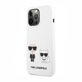 Silikonska futrola - maska Karl Lagerfeld Liquid Silicone Case Karl And Choupette za iPhone 13 Pro bela Full Original (KLHCP13LSSKCW) (MS).