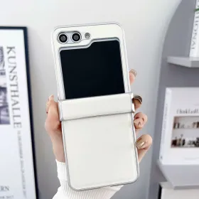 Futrola - maska Color Plating Leather za Samsung Galaxy Z Flip 6 bela.