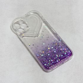 Futrola - maska Heart Glitter za iPhone 13 6.1 ljubicasta.