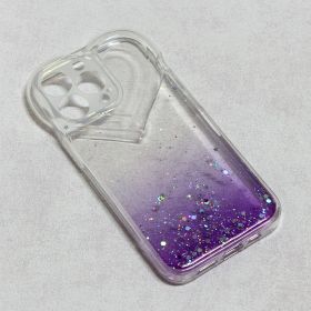 Futrola - maska Heart Glitter za iPhone 13 Pro 6.1 ljubicasta.