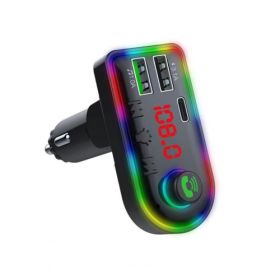 FM transmiter F8 USB, PD, TF, Bluetooth 5.0, Type C, RGB, 12-24V, Slušalice handsfree crni.