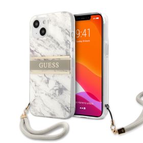 Futrola - maska Guess Marble Strap za iPhone 13 6.1 siva (GUHCP13MKMABGR).