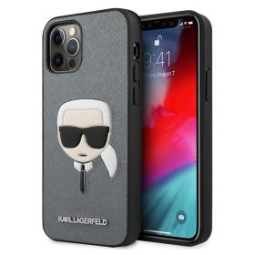 Futrola - maska Karl Lagerfeld Hc PU Saffiano Head za iPhone 12 Pro Max 6.7 srebrna (KLHCP12LSAKHSL).