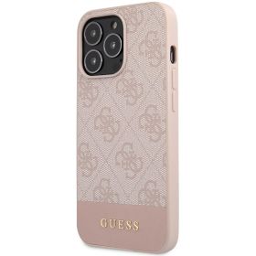 Futrola - maska Guess Hc PC/TPU 4G Pu Bottom Stripe za iPhone 15 Pro 6.1 roze (GUHCP15LG4GLPI).