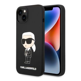 Futrola - maska Karl Lagerfeld Hc Silicone NFT Ikonik za iPhone 15 Plus 6.7 crna (KLHCP15MSNIKBCK).