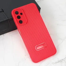 Futrola - maska Carbon Stripe za Samsung A146B Galaxy A14 5G crvena.