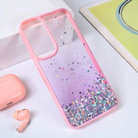 Futrola - maska Frame Glitter za Samsung A556 Galaxy A55 5G roze.