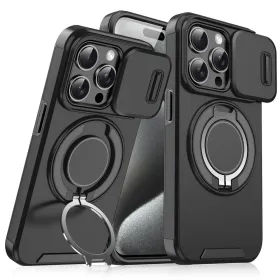 Futrola - maska CamShield Ring stand za iPhone 15 Pro 6.1 crna.