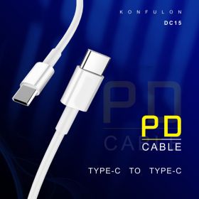 USB Data kabl KONFULON DC15 PD 60W Super Fast Charge Type C na Type C beli 1m.