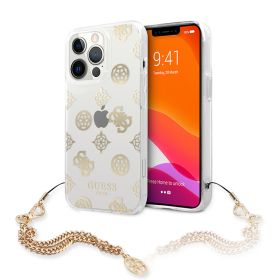 Futrola - maska Guess Hc Pc Chain Handle Peony za iPhone 13 Pro 6.1 zlatna (GUHCP13LKSPEGO).