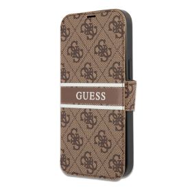 Futrola - maska na preklop Guess Bk Pu 4G Stripe za iPhone 13 6.1 braon (GUBKP13M4GDBR).