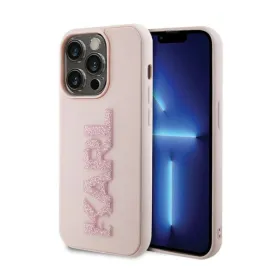 Futrola - maska Karl Lagerfeld 3D Rubber Glitter Logo za iPhone 15 Pro 6.1 roze (KLHCP15L3DMBKCP).