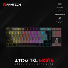 Tastatura Mehanicka Gaming Fantech MK876 RGB Atom TKL siva (Red switch).