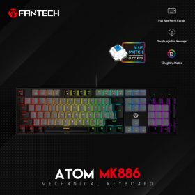 Tastatura Mehanicka Gaming Fantech MK886 RGB Atom siva (Blue switch).