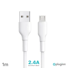 USB Data kabl Pluginn PI-AmB 2.4A USB na micro USB beli 1m.