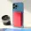 Futrola - maska Leather Magsafe Pocket za iPhone 13 crvena.