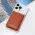 Futrola - maska Leather Magsafe Pocket za iPhone 14 braon.