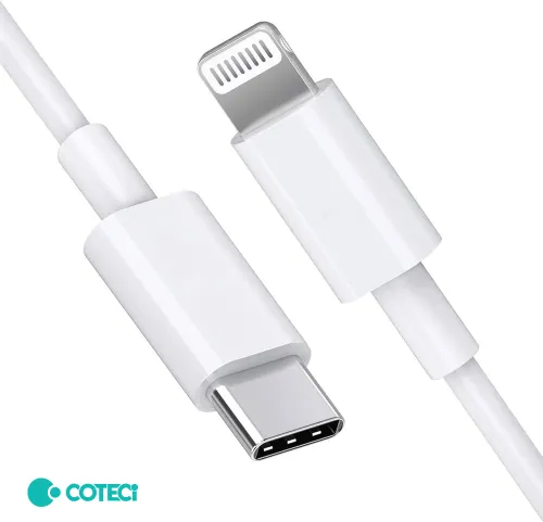 USB Data kabl Coteci CS2165 3A PD na iPhone lightning beli 1m.
