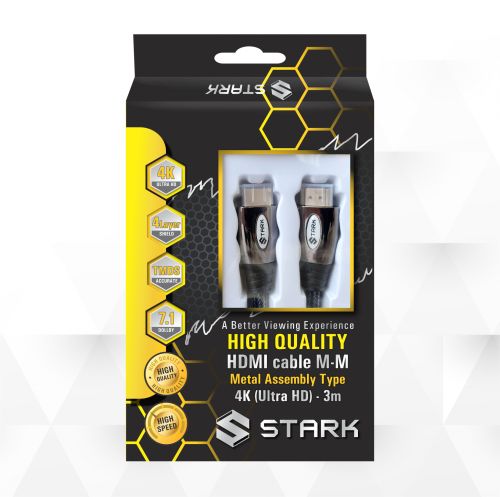 Kabl STARK HDMI M-M pozlacen 4K metalno kuciste 3m.