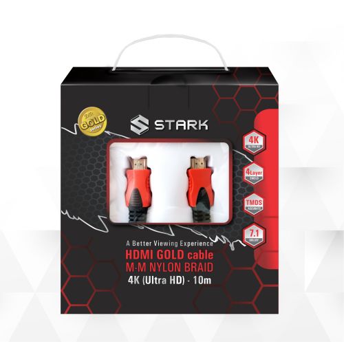 Kabl STARK HDMI M-M pozlacen 4K pleteni 10m.