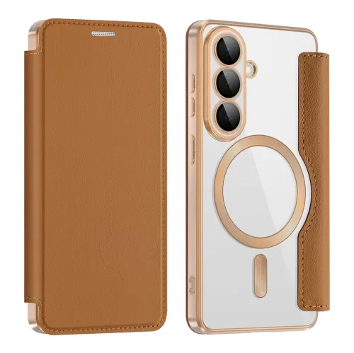 Futrola - maska Magsafe Lux Bi Fold za Samsung S941 Galaxy S26 braon.