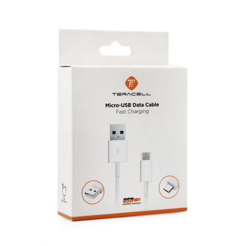 USB Data kabl Teracell Plus 2.4A micro USB beli 1.2m.