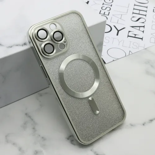 Futrola - maska GLITTER MAGSAFE za iPhone 15 Pro Max (6.7) srebrna (MS).