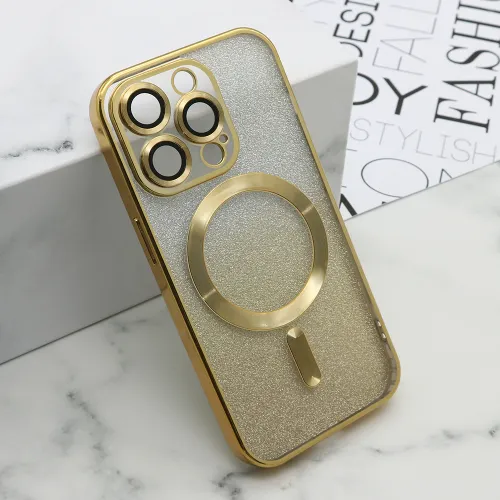 Futrola - maska GLITTER MAGSAFE za iPhone 15 Pro (6.1) zlatna (MS).