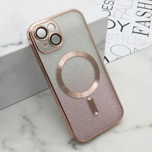 Futrola - maska GLITTER MAGSAFE za iPhone 15 (6.1) roze (MS).