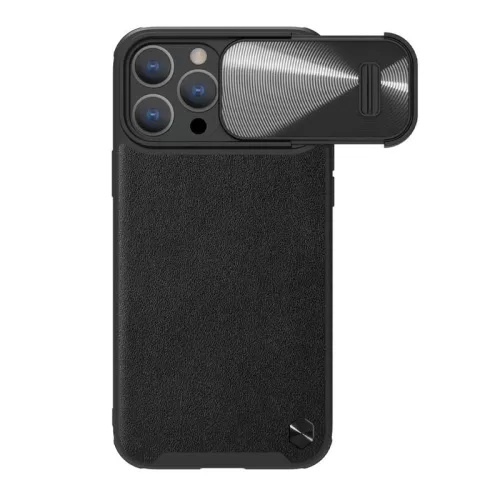 Futrola - maska Nillkin Cam Shield Leather S za iPhone 14 Pro Max (6.7) crna (MS).