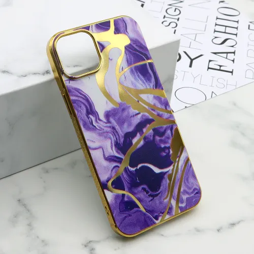 Futrola - maska MARBLE za iPhone 15 Plus (6.7) ljubicasta (MS).