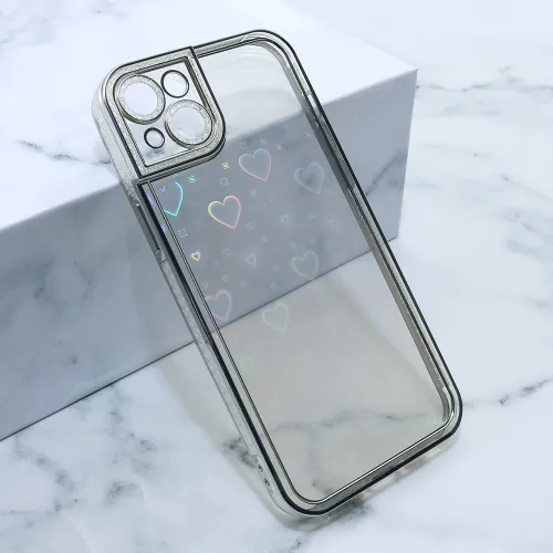 Futrola - maska Heart IMD za iPhone 14 Plus 6.7 srebrna (MS).