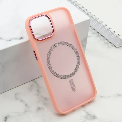 Futrola - maska SHINING MAGSAFE za iPhone 15 (6.1) roze (MS).