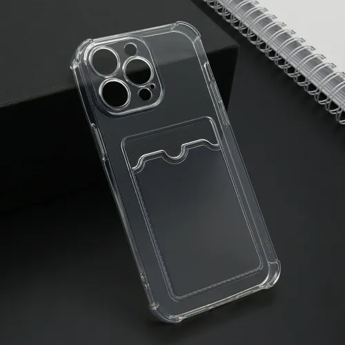 Futrola - maska Transparent CARD POCKET za iPhone 15 Pro Max (6.7) providna (MS).