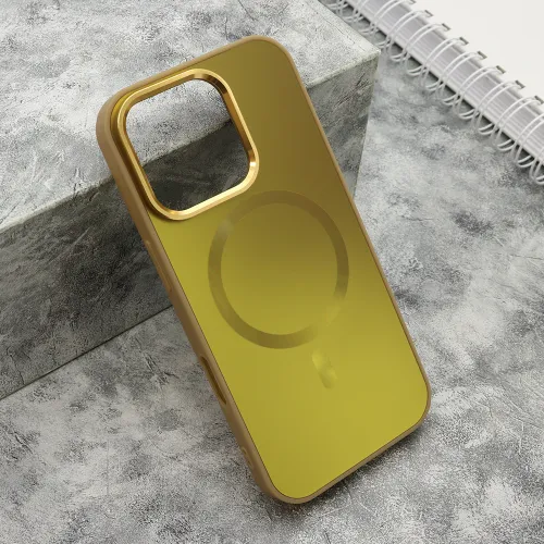Futrola - maska COLOR METAL MagSafe za iPhone 16 Pro (6.3) zlatna (MS).