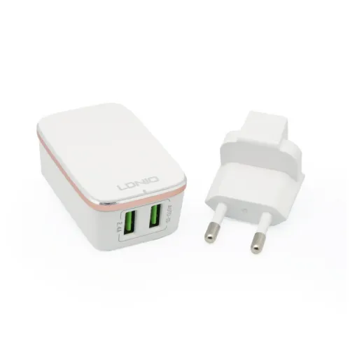 Kucni punjac LDNIO A2204 2xUSB 5V 2.4A sa type C kablom beli.