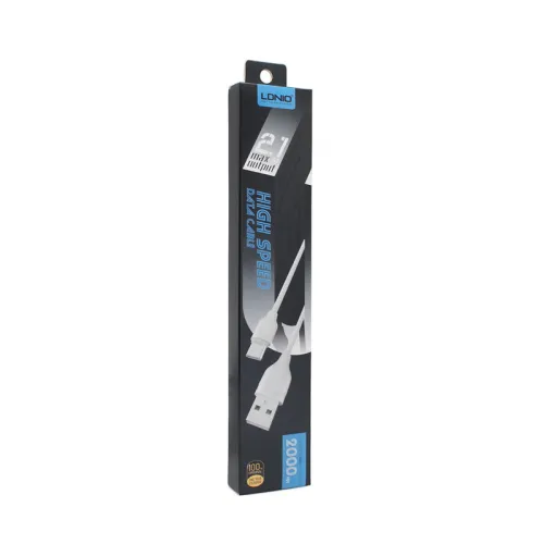 USB Data kabl LDNIO LS372 Type C beli 2m.