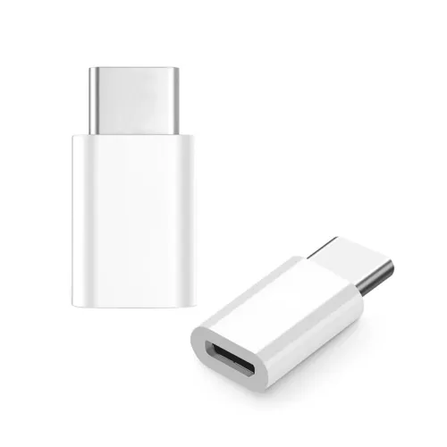 Adapter OTG micro USB na Type C beli.