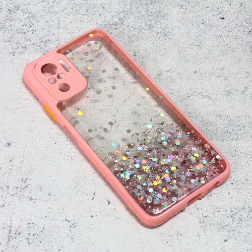 Futrola - maska Frame Glitter za Xiaomi Redmi Note 10/Redmi Note 10S roze.