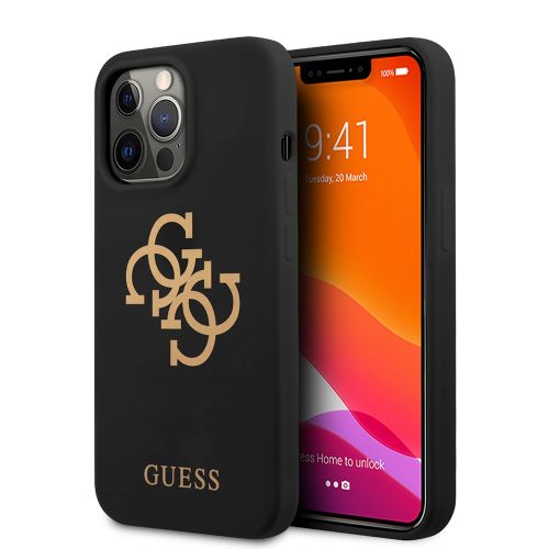 Futrola - maska Guess Hc Silicone za iPhone 13 Pro 6.1 crna (GUHCP13LLS4GGBK).