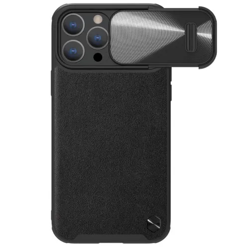 Futrola - maska Nillkin CamShield Leather S za iPhone 14 Pro Max 6.7 crna.