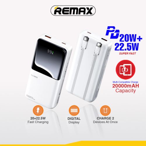 Power bank prenosiva baterija Remax Cynlle Series RPP-680 PD 20W+QC 22.5W 20000mAh beli.