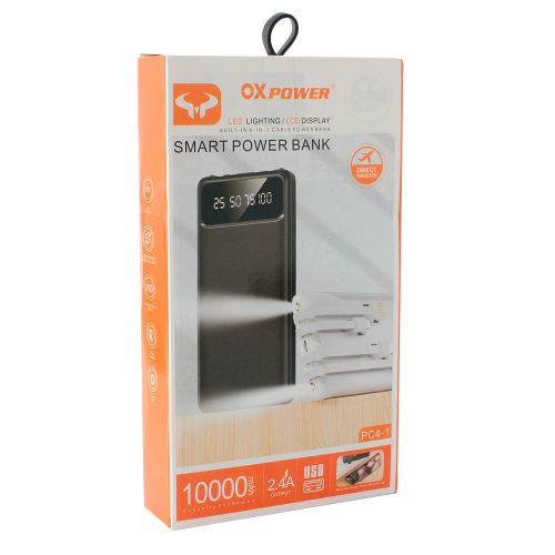 Power bank prenosiva baterija Oxpower PC4-1 4in1 5V 2A 10000 mAh crna.