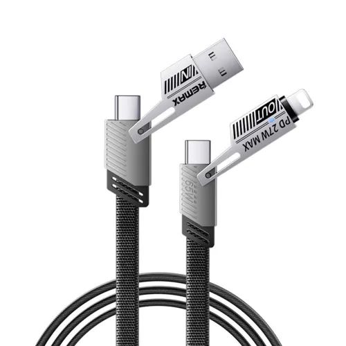 USB Data kabl Remax RC-C189 PD 65W, QC 3.0 USB Lightning 27W, 2u1 crni 1m.