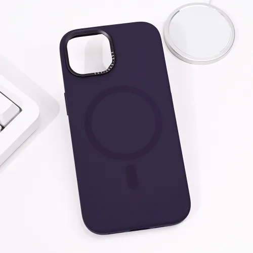 Futrola - maska Magsafe Pure Plus za iPhone 15 6.1 tamno ljubicasta.