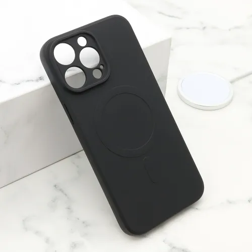 Futrola - maska VELVET TOUCH MagSafe za iPhone 14 Pro Max (6.7) crna (MS).