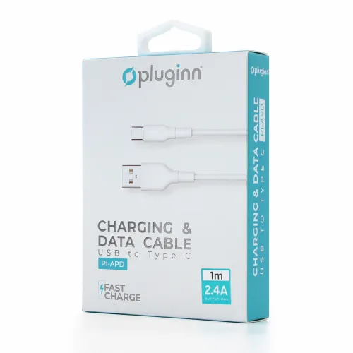 USB Data kabl Pluginn PI-APD 2.4A USB na Type C beli 1m.