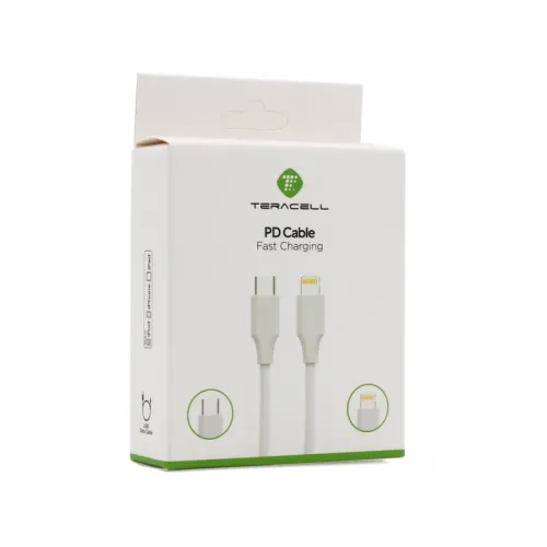 USB Data kabl Teracell Plus 27W PD Type C za iPhone 11/12/13 lightning beli 2m.