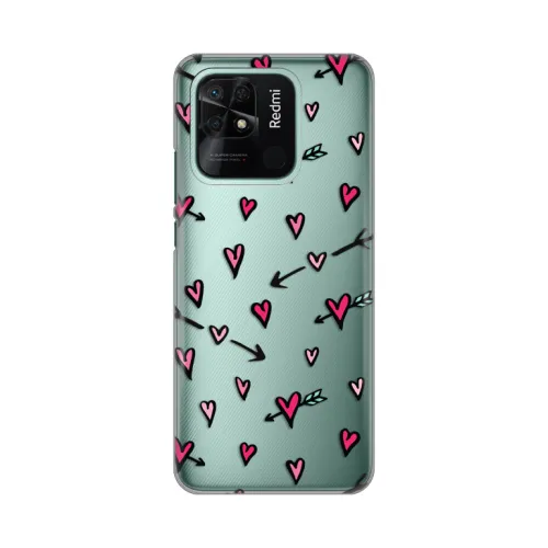 Silikonska futrola - maska print Skin za Xiaomi Redmi 10C Heart Pattern.