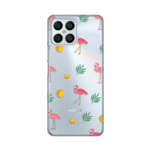 Silikonska futrola - maska print Skin za Huawei Honor X8 Flamingos.